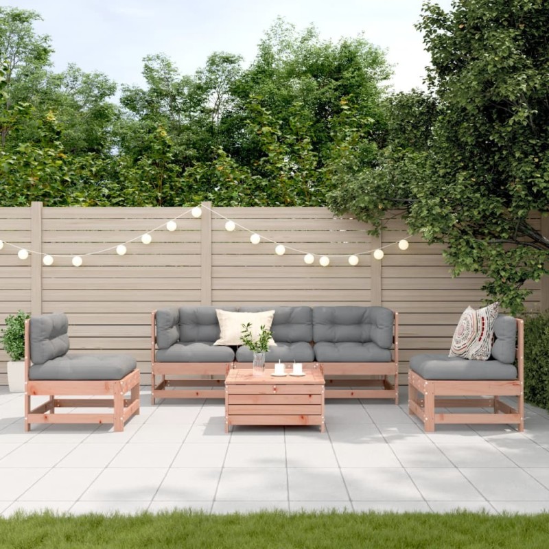 Salon de jardin 6 pcs avec coussins bois massif Douglas 510133510133