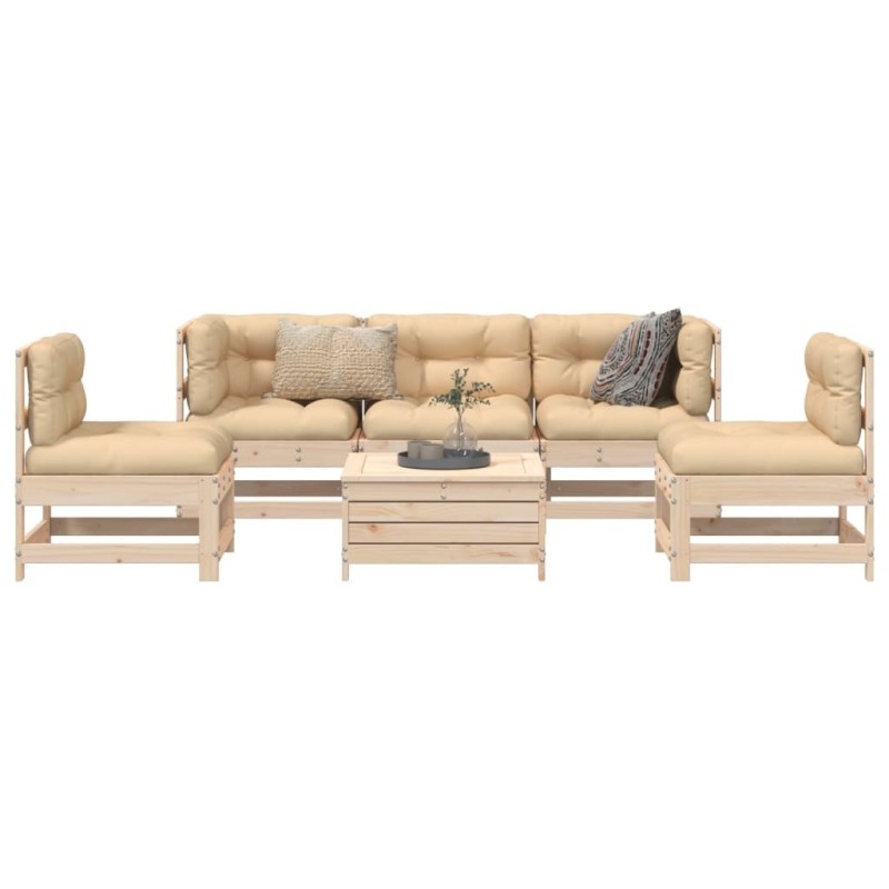 Salon de jardin 6 pcs bois de pin massif 510135510135