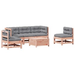 Salon de jardin 6 pcs avec coussins bois massif Douglas 510137510137
