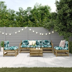 Salon de jardin 6 pcs avec coussins bois de pin imprégné 510142510142