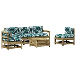 Salon de jardin 6 pcs avec coussins bois de pin imprégné 510142510142