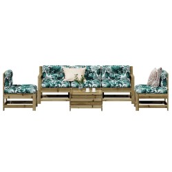 Salon de jardin 6 pcs avec coussins bois de pin imprégné 510142510142