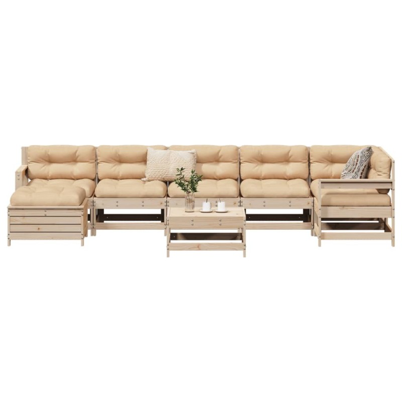 Salon de jardin 8 pcs bois de pin massif 510146510146
