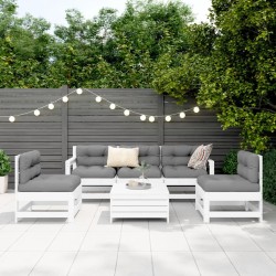Salon de jardin 6 pcs blanc bois de pin massif 510150510150