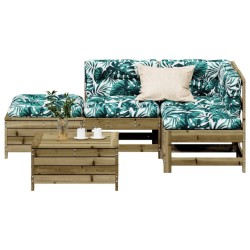 Salon de jardin 5 pcs avec coussins bois de pin imprégné 510152510152
