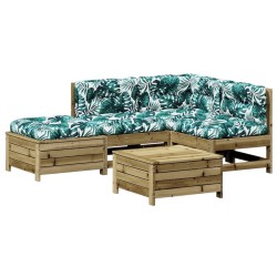 Salon de jardin 5 pcs avec coussins bois de pin imprégné 510152510152