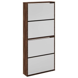 Armoire à chaussures miroir 4 niveaux chêne marron 63x17x134 cm 510162510162