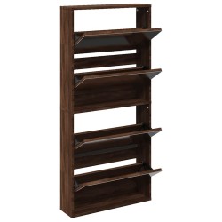 Armoire à chaussures miroir 4 niveaux chêne marron 63x17x134 cm 510162510162