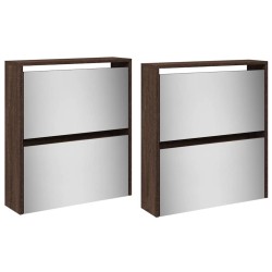 Armoire à chaussures miroir 4 niveaux chêne marron 63x17x134 cm 510162510162