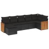 Salon de jardin 7 pcs avec coussins noir résine tressée 510163510163