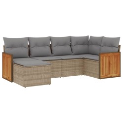 Salon de jardin avec coussins 6 pcs beige résine tressée 510164510164