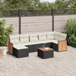 Salon de jardin 8 pcs avec coussins noir résine tressée 510165510165