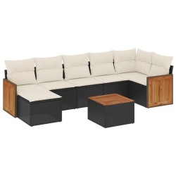 Salon de jardin 8 pcs avec coussins noir résine tressée 510165510165