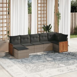 Salon de jardin avec coussins 7 pcs gris résine tressée 510166510166