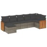 Salon de jardin avec coussins 7 pcs gris résine tressée 510166510166