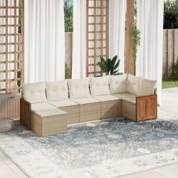 Salon de jardin avec coussins 7 pcs beige résine tressée 510181510181