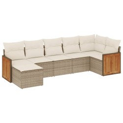 Salon de jardin avec coussins 7 pcs beige résine tressée 510181510181