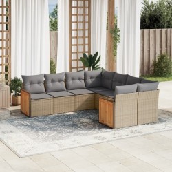 Salon de jardin avec coussins 8 pcs beige résine tressée 510184510184