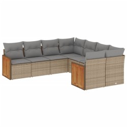 Salon de jardin avec coussins 8 pcs beige résine tressée 510184510184