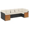 Salon de jardin 7 pcs avec coussins noir résine tressée 510185510185