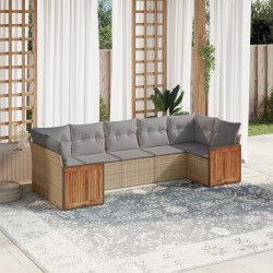 Salon de jardin avec coussins 7 pcs beige résine tressée 510186510186