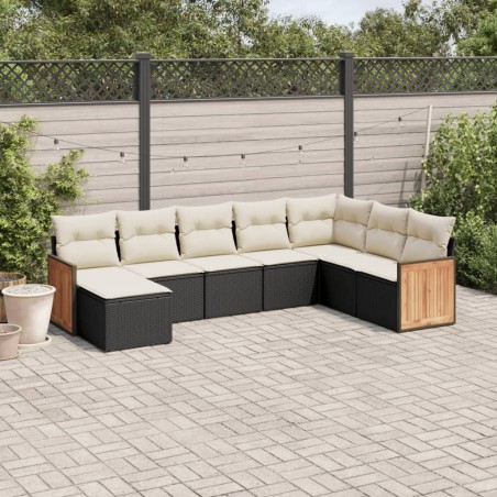 Salon de jardin 8 pcs avec coussins noir résine tressée 510188510188