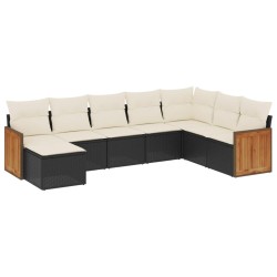 Salon de jardin 8 pcs avec coussins noir résine tressée 510188510188