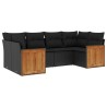 Salon de jardin 6 pcs avec coussins noir résine tressée 510189510189