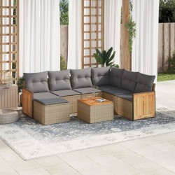 Salon de jardin avec coussins 8 pcs beige résine tressée 510191510191