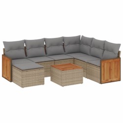 Salon de jardin avec coussins 8 pcs beige résine tressée 510191510191