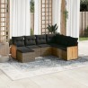 Salon de jardin avec coussins 7 pcs gris résine tressée 510192510192