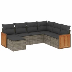 Salon de jardin avec coussins 7 pcs gris résine tressée 510192510192