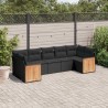 Salon de jardin 7 pcs avec coussins noir résine tressée 510194510194