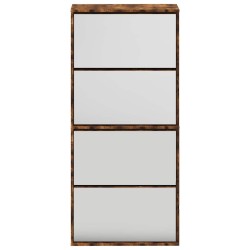 Armoire à chaussures miroir à 4 niveaux chêne fumé 63x17x134 cm 510197510197