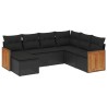 Salon de jardin 7 pcs avec coussins noir résine tressée 510198510198