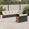 Salon de jardin 8 pcs avec coussins noir résine tressée 510199510199