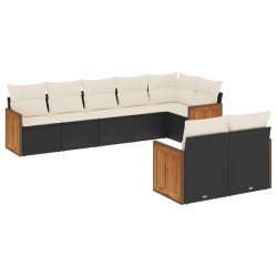 Salon de jardin 8 pcs avec coussins noir résine tressée 510199510199