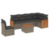Salon de jardin avec coussins 7 pcs gris résine tressée 510200510200