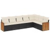 Salon de jardin 7 pcs avec coussins noir résine tressée 510201510201