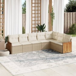 Salon de jardin avec coussins 7 pcs beige résine tressée 510202510202