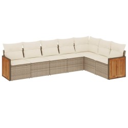 Salon de jardin avec coussins 7 pcs beige résine tressée 510202510202