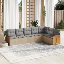 Salon de jardin avec coussins 7 pcs beige résine tressée 510203510203