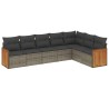 Salon de jardin avec coussins 7 pcs gris résine tressée 510204510204