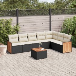 Salon de jardin 8 pcs avec coussins noir résine tressée 510205510205