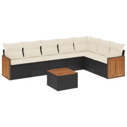 Salon de jardin 8 pcs avec coussins noir résine tressée 510205510205