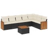 Salon de jardin 8 pcs avec coussins noir résine tressée 510205510205