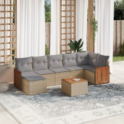 Salon de jardin avec coussins 8 pcs beige résine tressée 510206510206