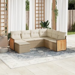 Salon de jardin avec coussins 7 pcs beige résine tressée 510207510207
