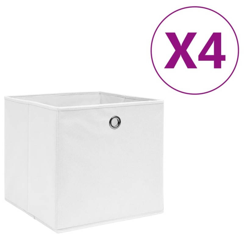 Boîtes de rangement 4 pcs Tissu intissé 28x28x28 cm Blanc 510210510210