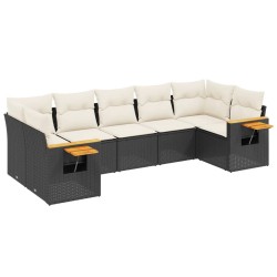 Salon de jardin 7 pcs avec coussins noir résine tressée 510211510211